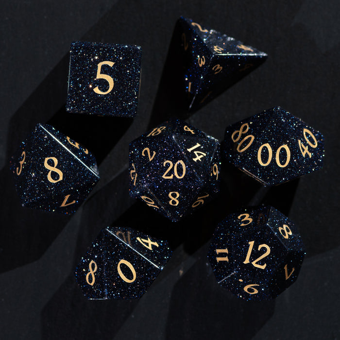 Blue Sandstone Gemstone Dice Set - Gemstone Dice