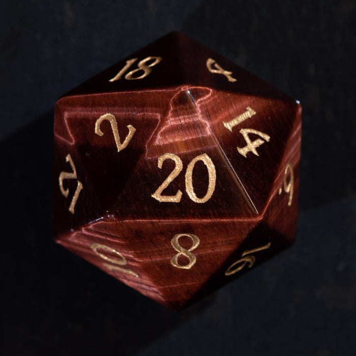 Red Tiger's Eye Gemstone Dice Set d20 - Gemstone Dice