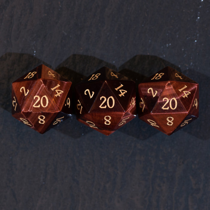 Silken Flame Dice Set (Red Tiger's Eye)