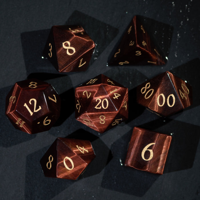 Red Tiger's Eye Gemstone Dice Set - Gemstone Dice