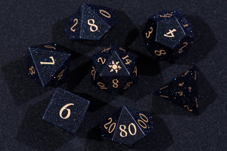 Blue Sandstone Gemstone Dice Set Sun Style - Gemstone Dice