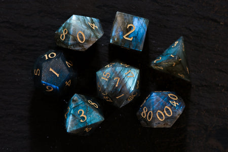 Premium Labradorite Dice Set - Gemstone Dice
