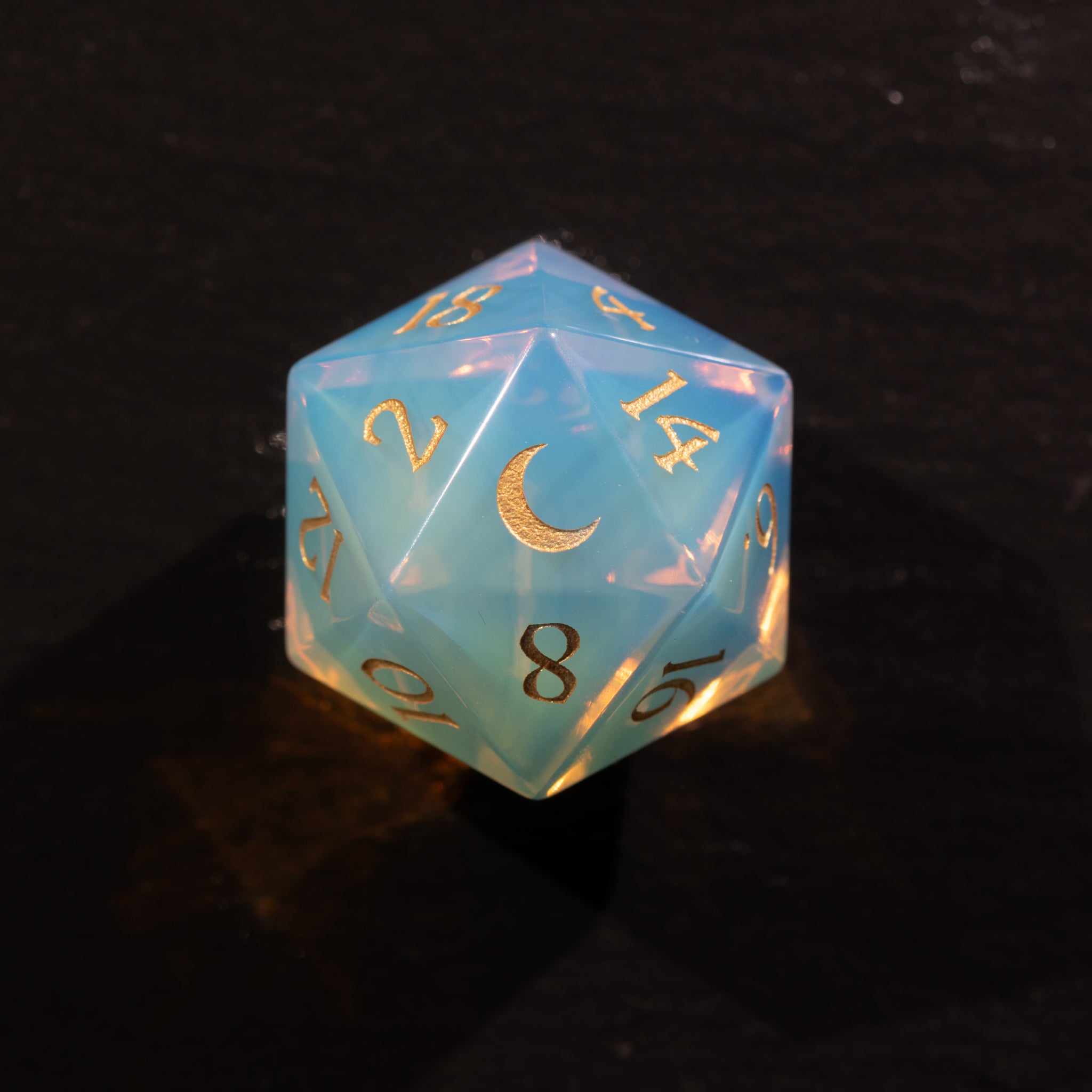 Opalite Gemstone Dice Set Moon Style d20 - Gemstone Dice