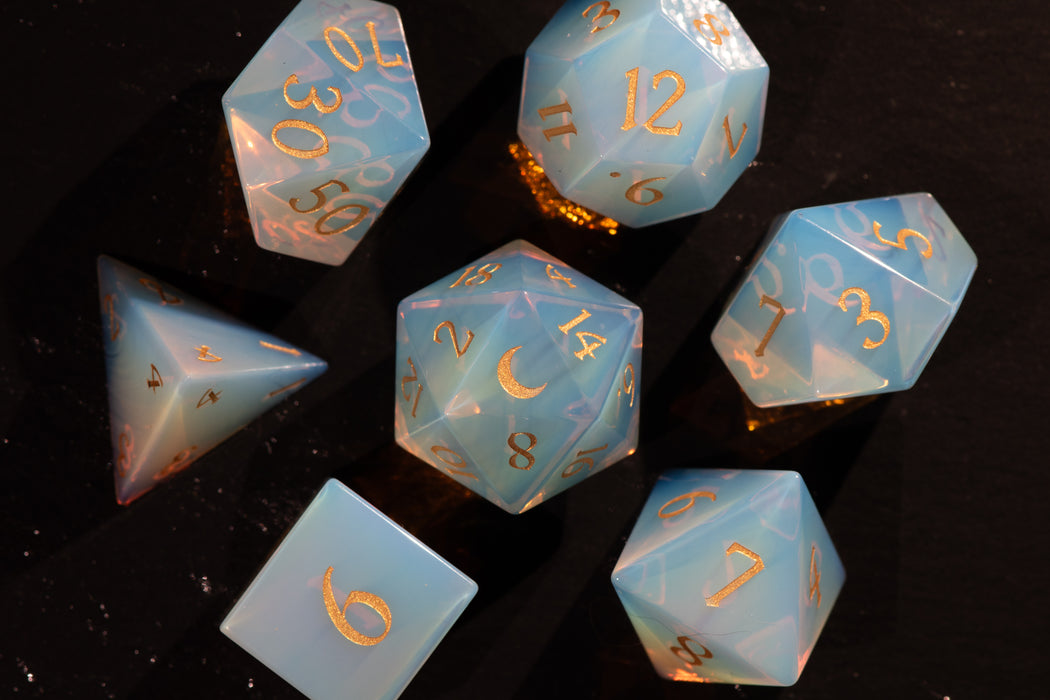 Opalite Gemstone Dice Set Moon Style - Gemstone Dice