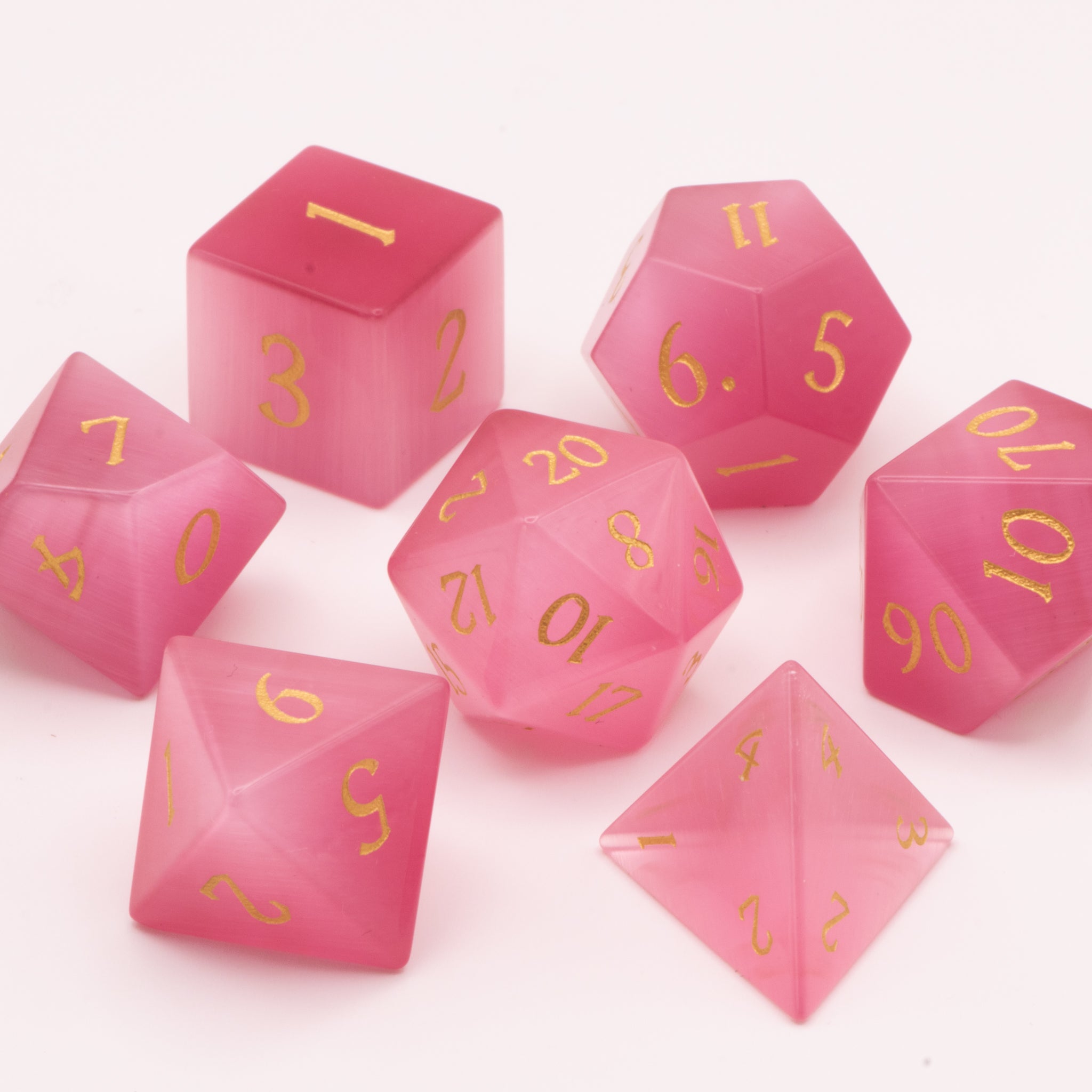 Watermelon Pink Cat Eye Dice Set
