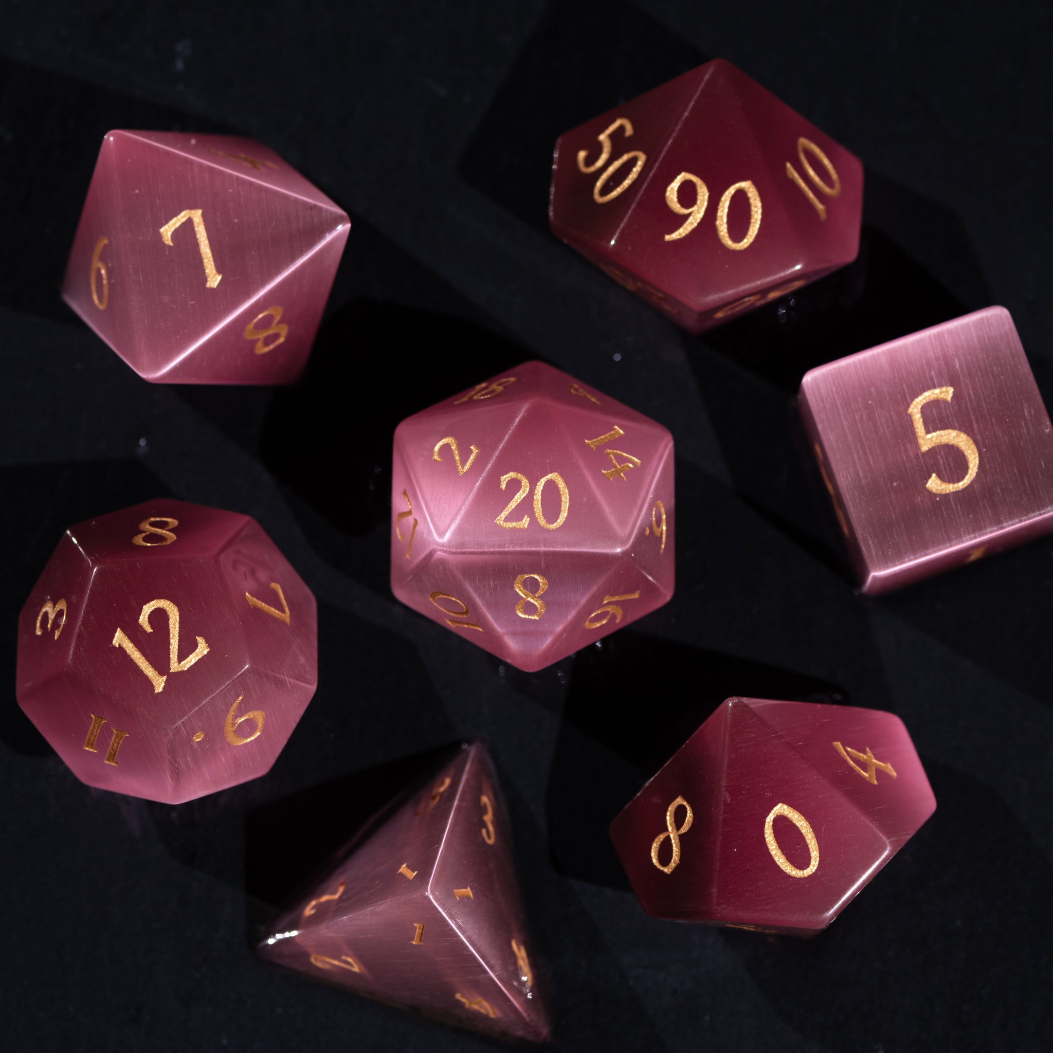 Watermelon Pink Cat Eye Dice Set