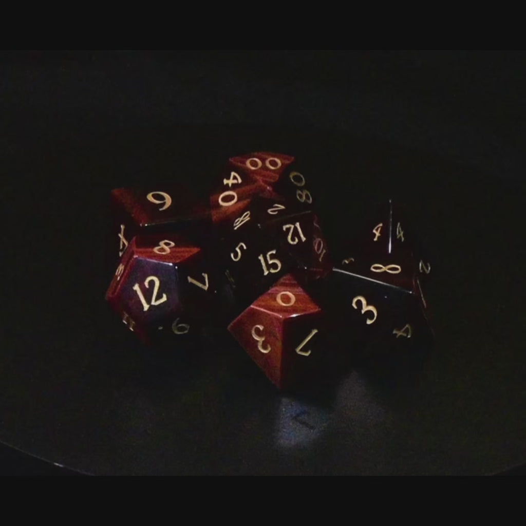 Red Tiger's Eye Gemstone Dice Set - Gemstone Dice