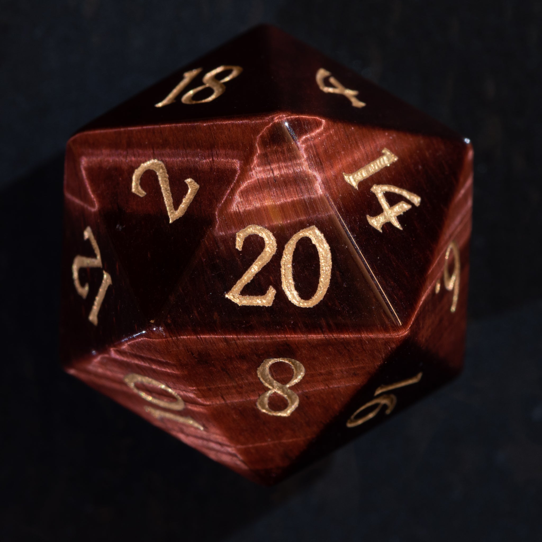 Silken Flame Dice Set (Red Tiger Eye)