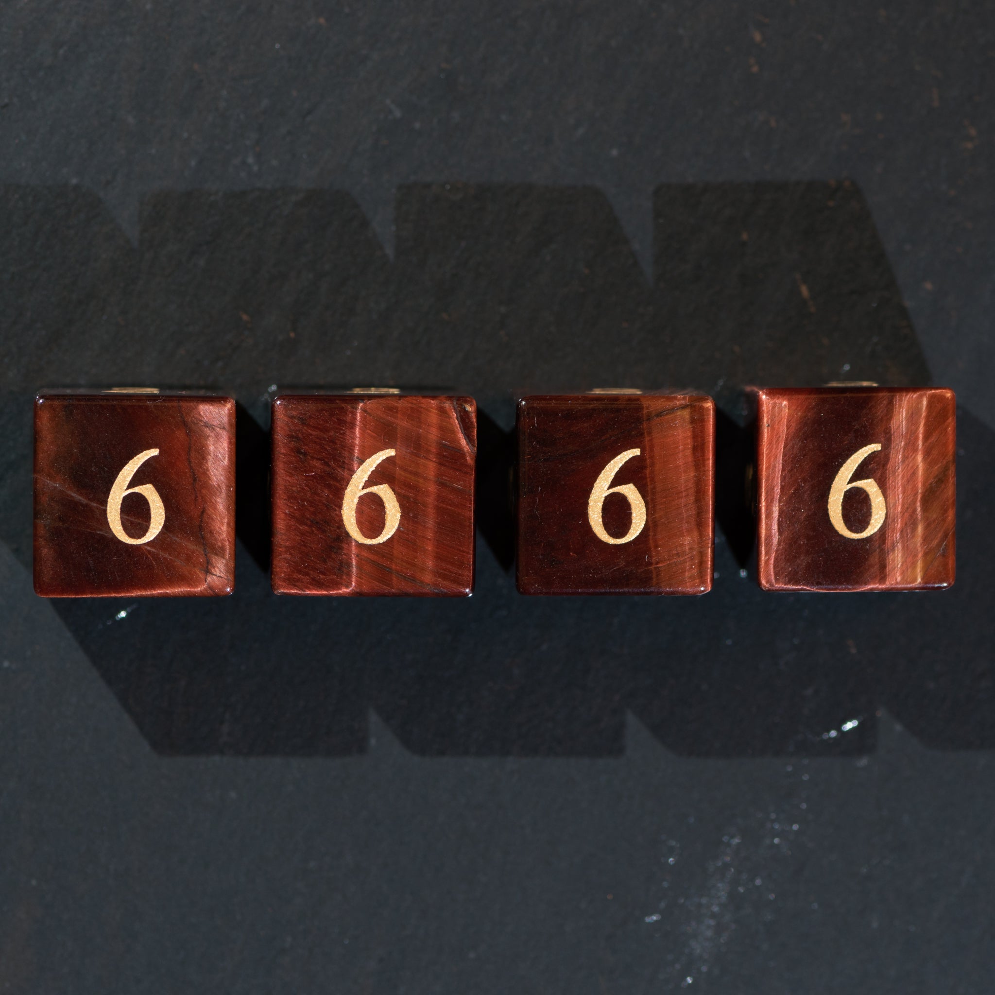 Silken Flame Dice Set (Red Tiger Eye)