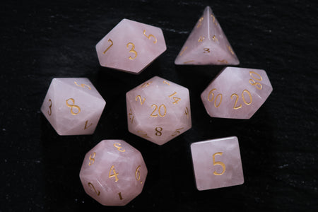 Rose Quartz Dice Set - Gemstone Dice