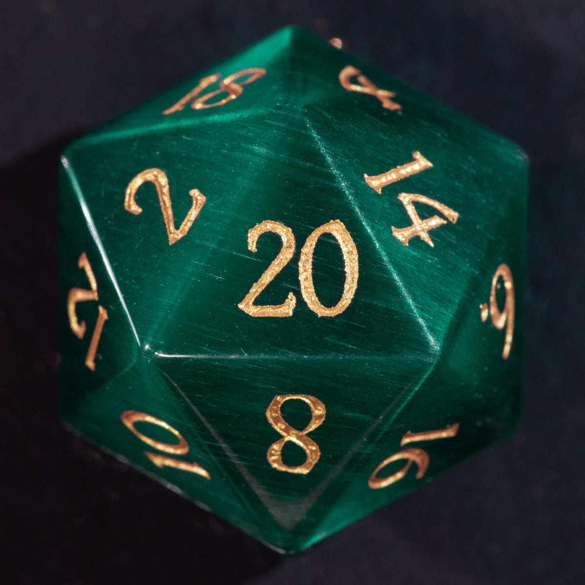 Velvet Green Cat Eye Dice Set