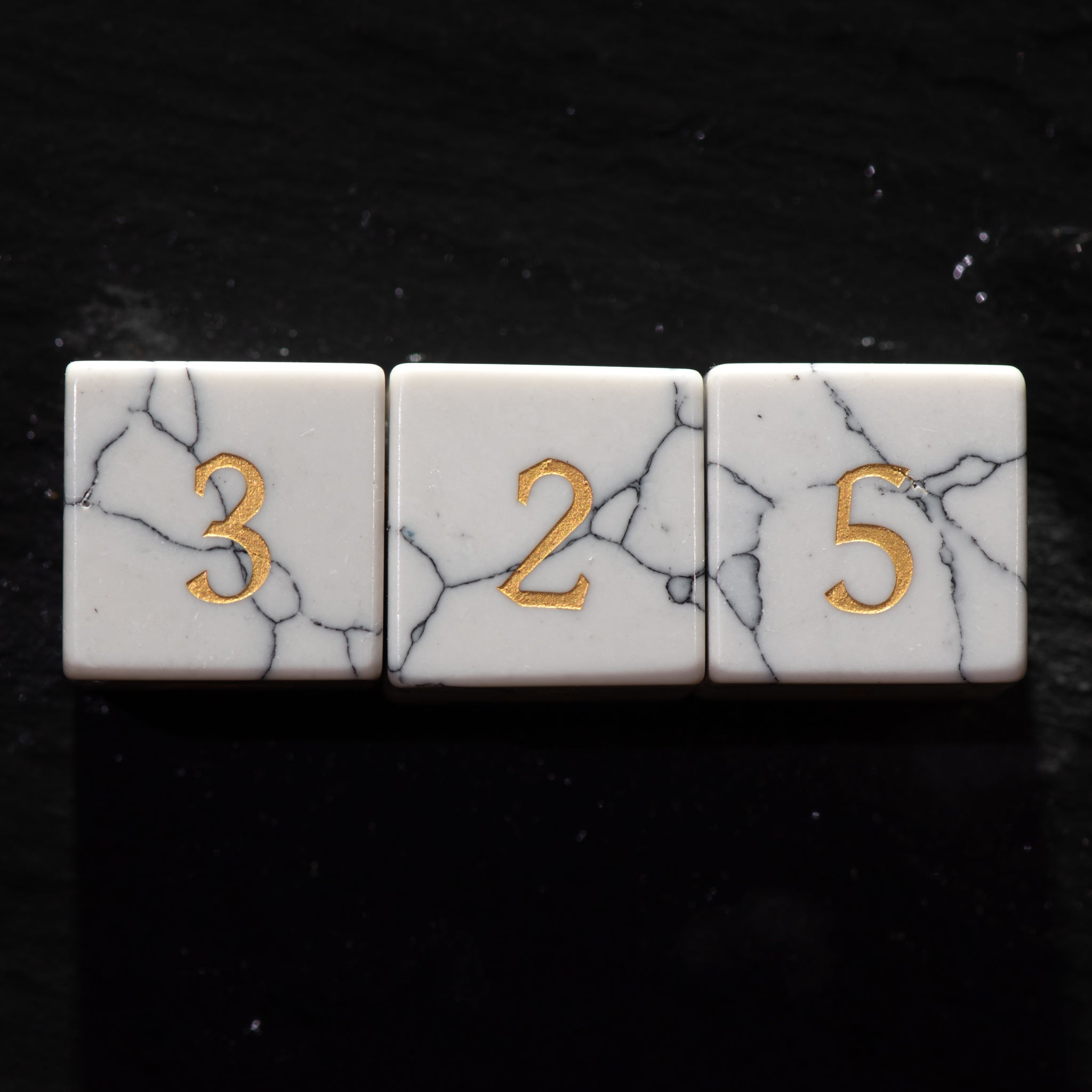 White Howlite Gemstone Dice Set d6 - Gemstone Dice