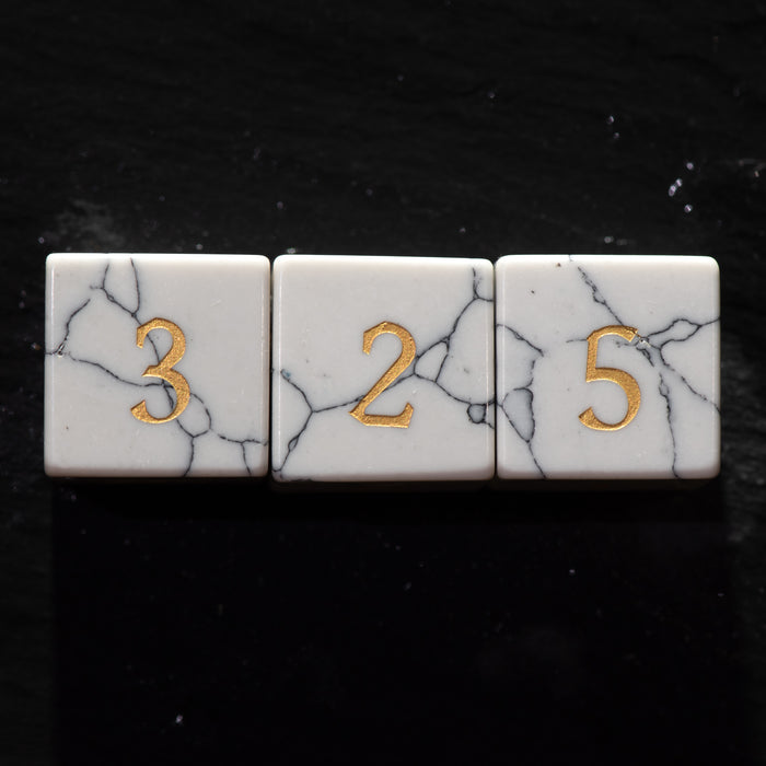 White Howlite Gemstone Dice Set d6 - Gemstone Dice
