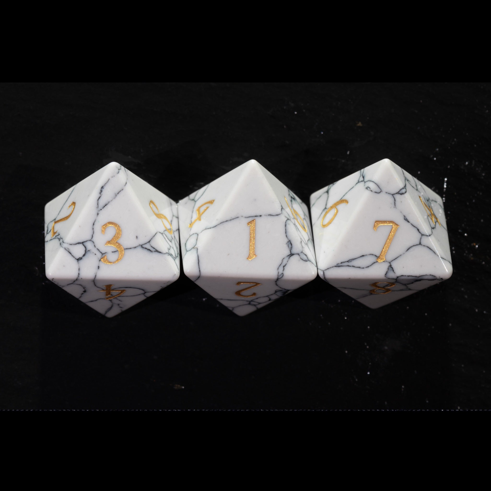 White Howlite Gemstone Dice Set d8 - Gemstone Dice