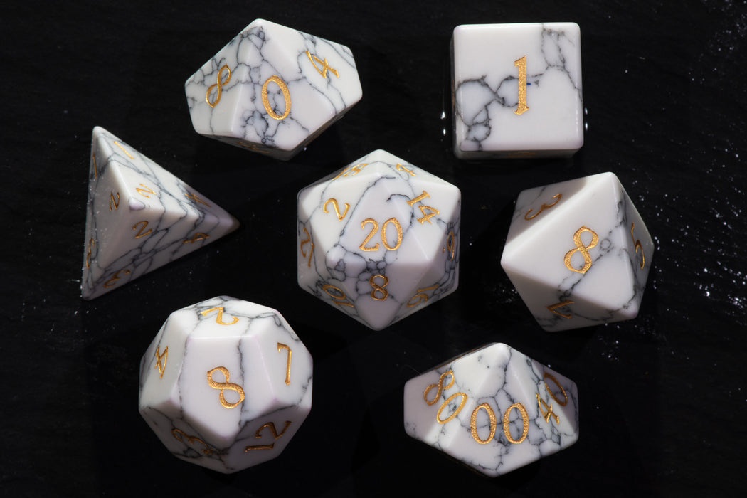 White Howlite Dice Set - Gemstone Dice